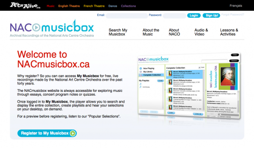 ArtsAlive.ca - NACmusicbox.ca : Enjoy 150 high quality NAC Orchestra recordings online for free. 