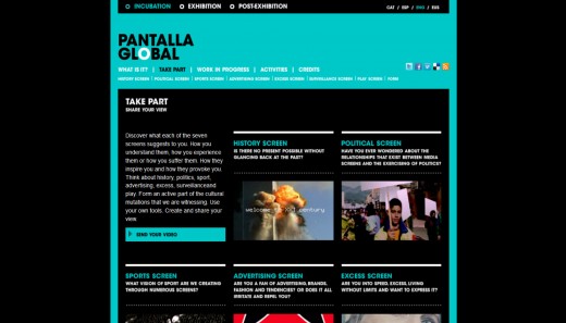 Take Part page at Global Screen virtual platform