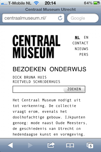 Centraal Museum mobile interface 2