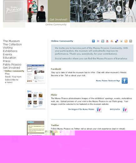 Museu Picasso online Community: section within the main website
