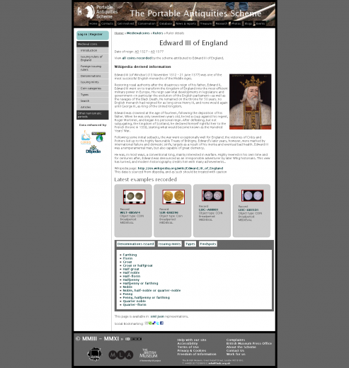 An example biographical page for Edward III