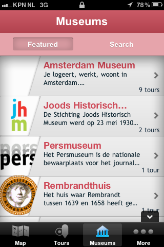 Museumapp: List of Museums