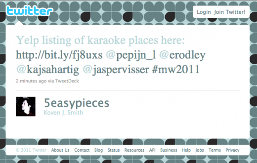 Karaoke tweet