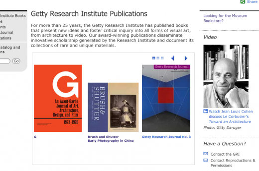 Getty Research Institute Publications Getty Research Institute Publications