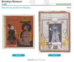 Online Activity: Testing the effects of limited time.: The first stage of the online activity explored split-second reactions: in a timed trial, participants were asked to select which painting they prefer from a randomly generated pair of images.