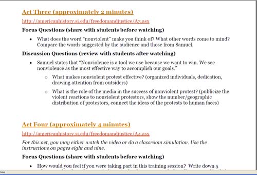 Teacher Guide for Join the Student Sit-Ins Classroom Videos