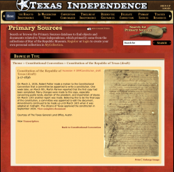 Texas Independence: Primary Sources